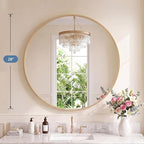 DUMOS 28-Inch Round Wall Mirror, Bathroom Wall Circle Mirror - Image 2