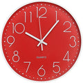 Wall Clock 12 Inch Non-Ticking Silent Modern Simple Style Round Decor Clock Red by BAKBRAND