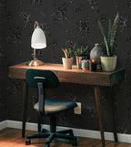 Black Peel and Stick Wallpaper 787.4inL17.3inW Silk Embossed Floral Contact - Image 4