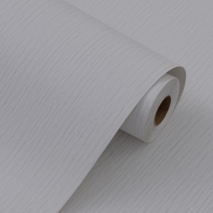 Grasscloth Peel and Stick Wallpaper 20.8"x394" Light Gray Thick Fabric Textured - Image 3