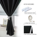 Thermal Blackout Curtains with Self-Adhesive Tape, No Rod No Drill Easy Install - Image 7