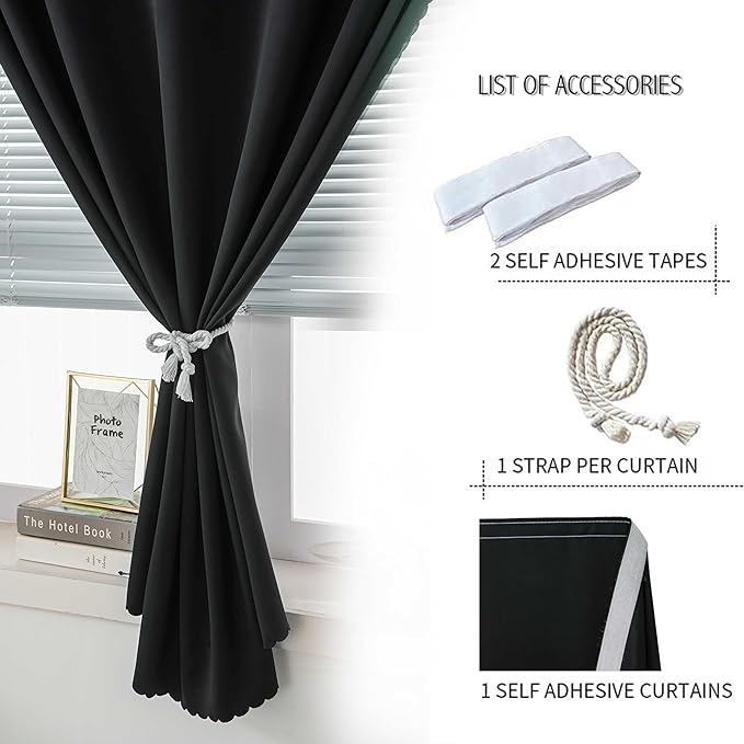 Portable Light Blocking Curtains Self-Stick Design, Removable Adhesive Window - Image 7