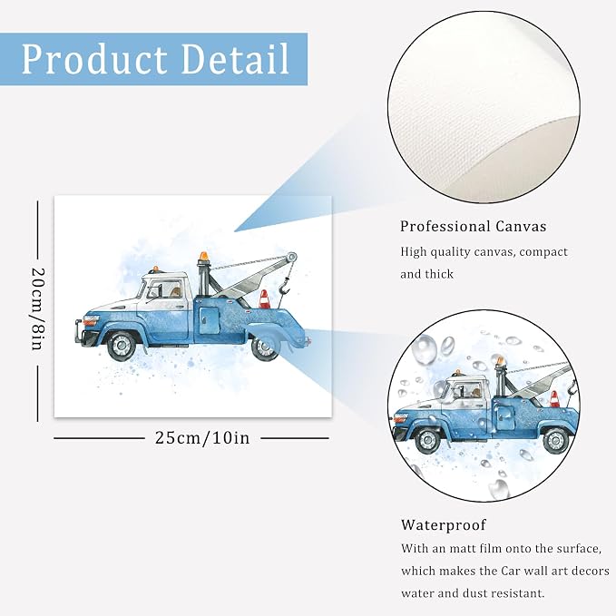 uniro Construction Room Decor for Boys, Truck Wall Art Print for Boys Room Decor - Image 6