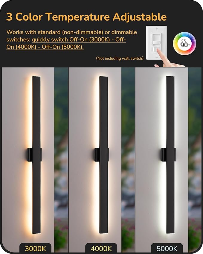 EDISHINE 47.2" LED Outdoor Wall Lights, 3CCT & 10%-100% Dimmable, IP65 - Image 4