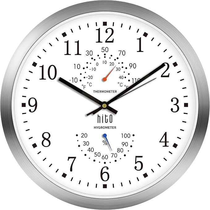 HITO 14 Inch Silent Wall Clock Battery Operated, Large Wall Clock by hito
