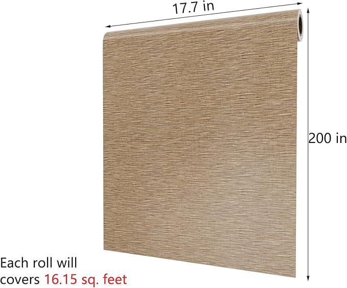 Decotalk Peel and Stick Grasscloth Wallpaper 200"x17.7" Brown Grasscloth - Image 7