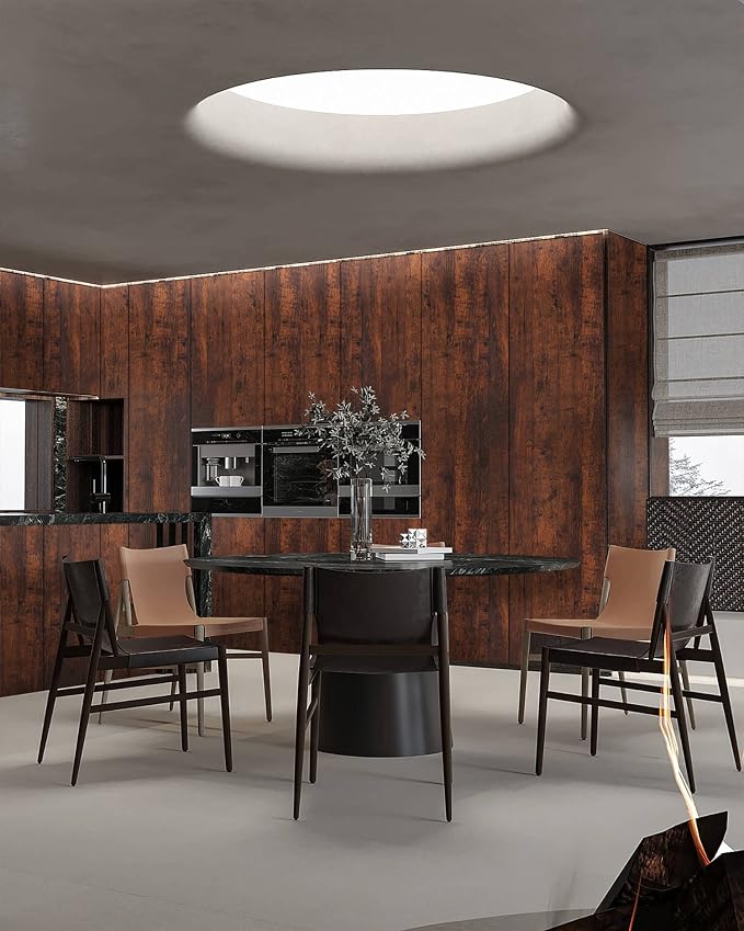 Dimoon 236''x17.7'' Red Brown Wood Stick and Peel Wallpaper Waterproof Wood - Image 3