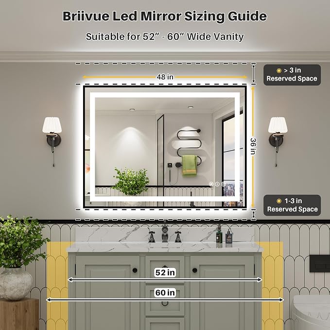 48x36 Inch LED Bathroom Mirror - Image 2