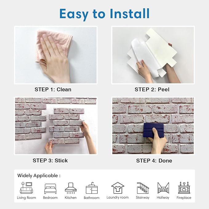 COMSTICKC 3D Faux Brick Wall Panel Peel and Stick, Ultra-Light Thin PVC Brick - Image 7