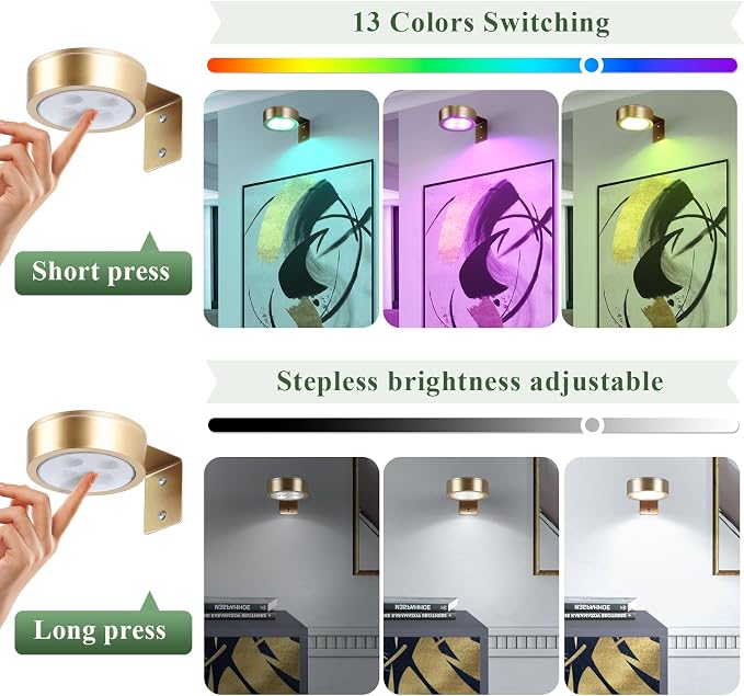 2-Pack Picture Light Battery Operated Painting Lights, 13 Color RGB Magnetic - Image 5