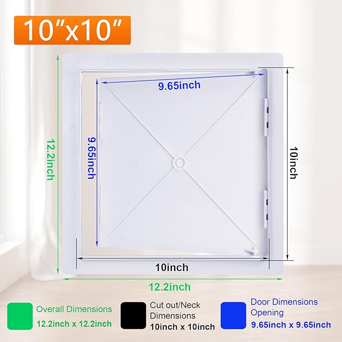 Suteck Plastic Access Panel for Drywall Ceiling 10 x 10 Inch Reinforced - Image 2