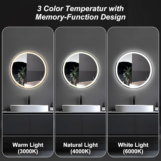Sweetcrispy 28 Inch Round LED Bathroom Mirror - Image 5