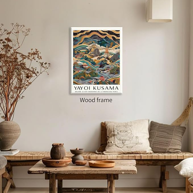 Yayoi Kusama Framed Wall Art Vintage Japanese Poster 20X30 in Abstract Buddha - Image 3