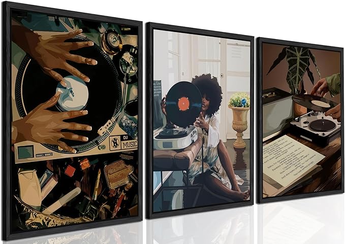 Black Girl Wall Art Decor Modern Black Woman Painting Prints by YFvrPtYourFavoritePainting
