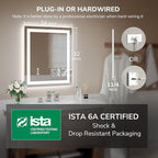 USHOWER LED Bathroom Mirror 24x32 Inch Tempered Glass - Image 7