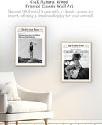 iHery Natural OAK Wood Framed Trendy NewsPaper Wall Art, 12x16in Retro Magazine - Image 4