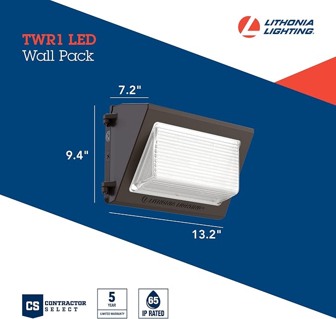 Lithonia Lighting 13" LED Wall Pack Outdoor Light Fixture, 3-Way Selectable CCT - Image 4