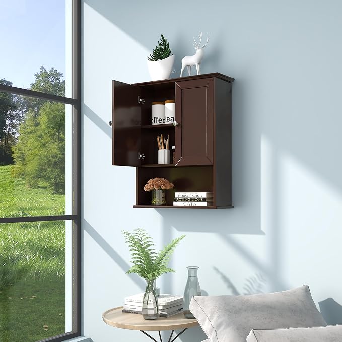 VANIRROR Bathroom Wall Cabinet Expresso Over Toilet Storage - Image 7