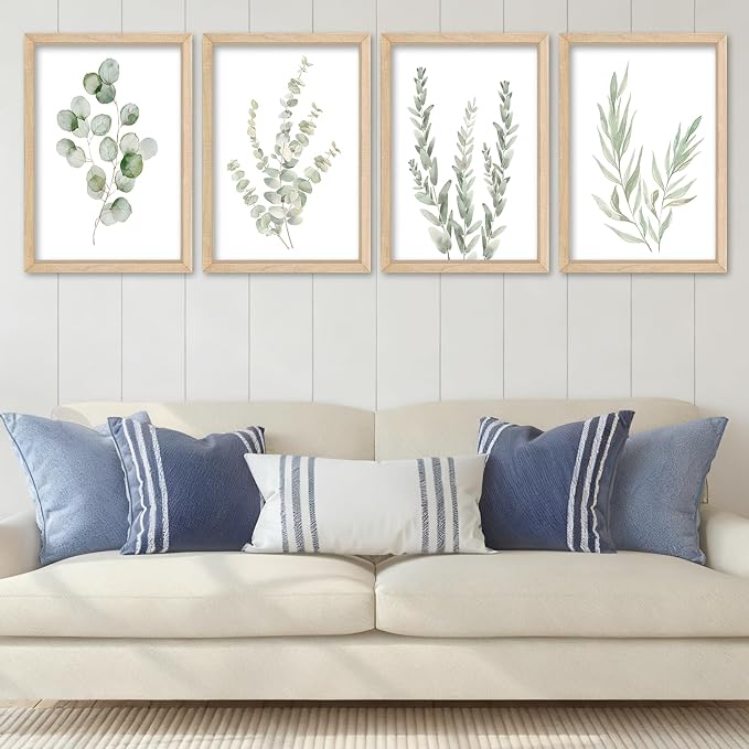 YWJKWLGS Botanical Watercolor Prints Sign Sage Green Eucalyptus Wall Decor - Image 2