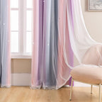 XiDi Curtains for Bedroom Decor, Rainbow GreyPinkPu-52-54 - Image 4