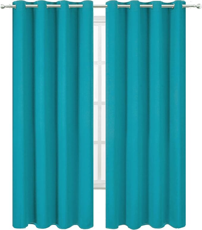 LEMOMO Blackout Curtains 66 x 84 inch/Teal Curtains Set of 2 Panels/Thermal - Image 2