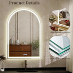 BEAUTYPEAK 48x30 LED Arch Bathroom Mirror - Image 6