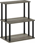 Furinno Turn-N-Tube 3-Tier Toolless Kitchen Storage Shelf, French Oak Grey/Black - Image 5