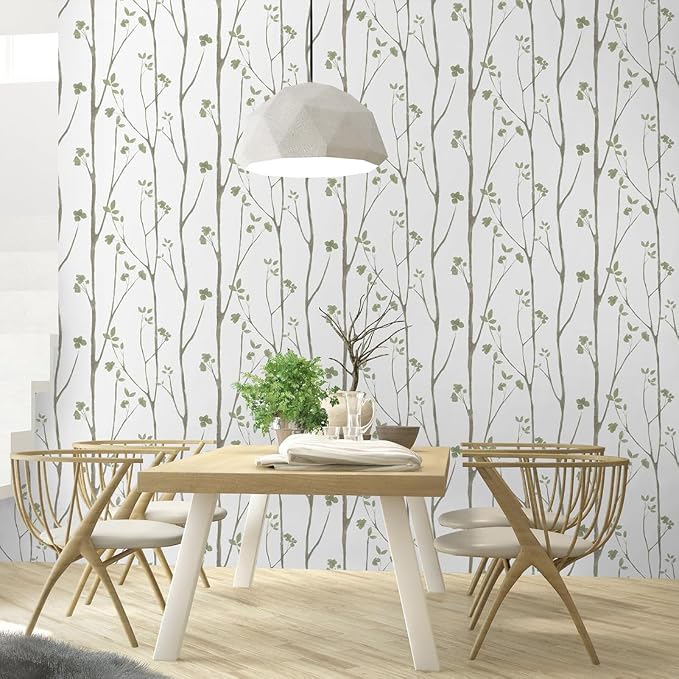 Timeet Floral Wallpaper Peel and Stick Green Leaf Contact Paper Boho Flower - Image 5