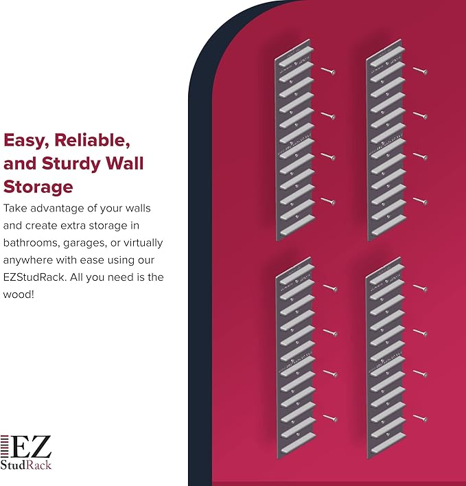 Made in USA | EZStudRack Adjustable Between Stud Shelf Bracket | Shelf Brackets - Image 6
