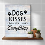 Funny Farmhouse Dog Canvas Wall Art Decor Dog Kisses Fix Everything Rustic Sign - Image 4