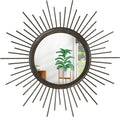 Large Spoked Sunburst Wall Mirror Boho Home Decor Round Wall Art Mirror Modern by HLFMVWE