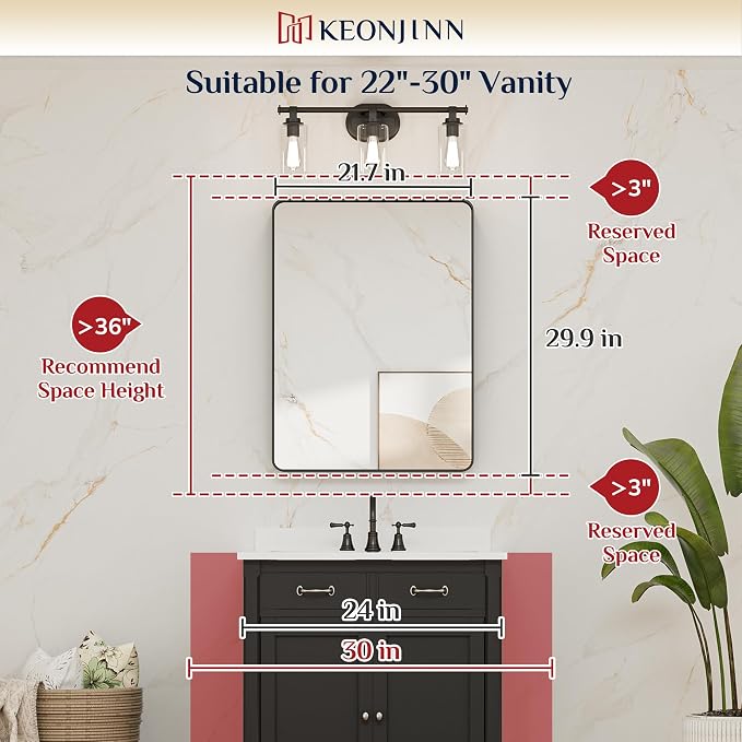Keonjinn 22 x 30 Brushed Nickel Bathroom Mirrors - Image 6