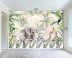 Tropical Animal Plants wallpeper Nursery Kids Bedroom Elephant wall Mural - Image 4
