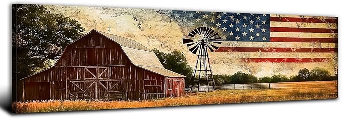 Farmhouse Barn Wall Art Vintage Western Wall Decor Country Windmill Pictures by AREBOLOLLC