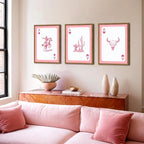 Set of 3 Western Cowgirl Wall Art Pink Bull Skull Wall Decor Painting - Image 2