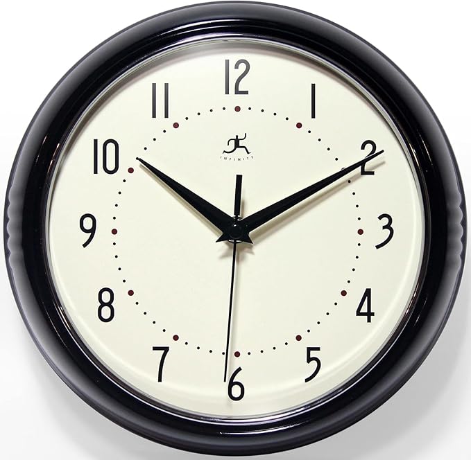 Infinity Instruments LTD. Retro 9 inch Silent Sweep Non-Ticking Mid Century by InfinityInstruments