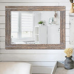 AAZZKANG Mirror with Wood Framed Rectangle Rustic Wall Mirrors Decor Large - Image 5