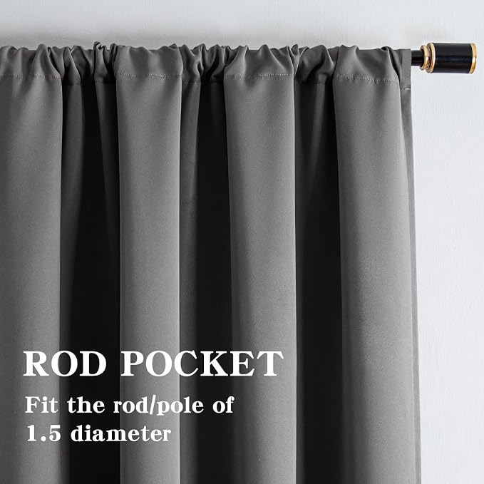 IGEMAEVE Blackout Curtains 90 Inch Length 2 Panels Set, Rod Pocket Energy - Image 2