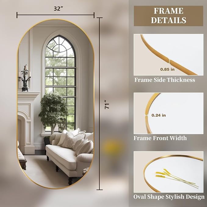 Oval Full Length Mirror, Ultra-Clear Explosion-Proof Dressing Mirror, Simple - Image 8