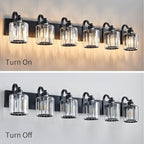 Black Crystal Bathroom Vanity Lights Fixtures 6 Light Over Mirror Modern Matte - Image 4