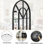 Dewfig Arch Wall Mirror Mounted Decorative, Arched Window Pane Mirror - Image 7