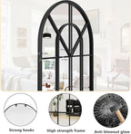 Dewfig Arch Wall Mirror Mounted Decorative, Arched Window Pane Mirror - Image 5