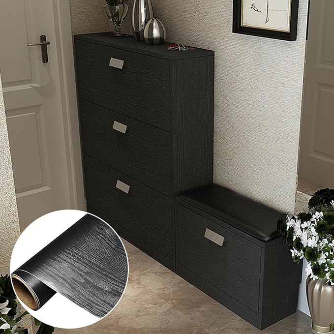 practicalWs Black Wood Contact Paper 17.7'' x 590.5'' Peel and Stick Wood - Image 2