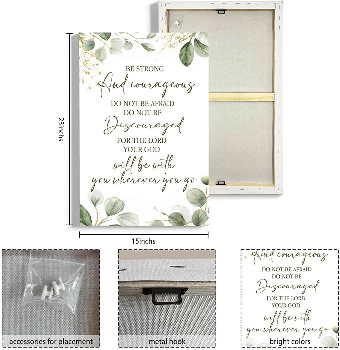 HIWX Christian Inspirational Wall Decor, Be Strong and Courageous Bible Verses - Image 8