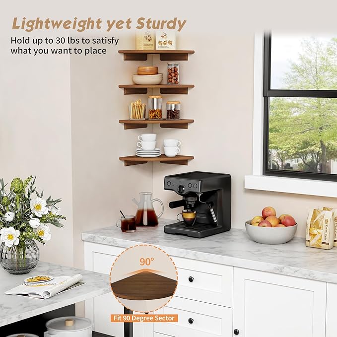 Forbena Corner Bookshelf Wall Mounted Set of 4, Wooden Floating Book Shelves - Image 6