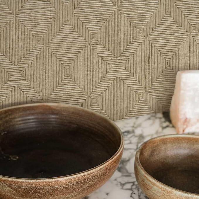 Tempaper x Jeremiah Brent Cream Textured Hoffmann Faux Sisal Removable Peel and - Image 3