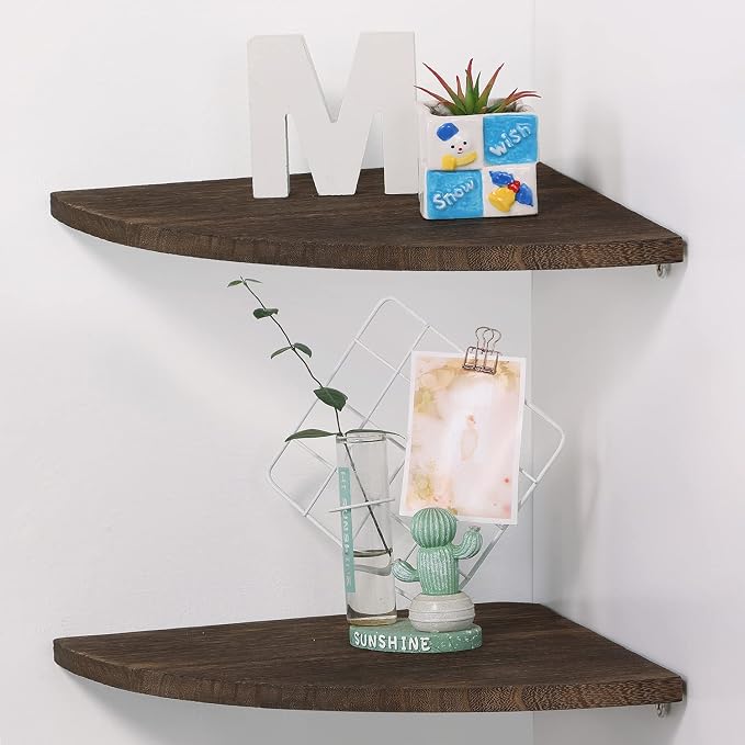 JORIKCHUO 10 inch Corner Wall Shelf, Round End Wall Mounted Floating Corner - Image 4