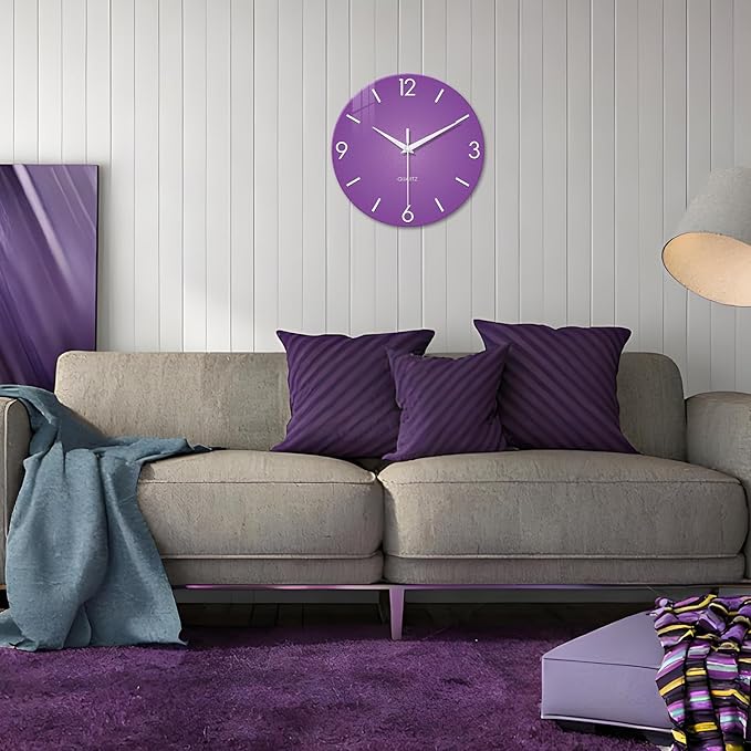 XFM Purple Wall Clock for Girls Bedroom Analog Simple Wall Clocks Battery - Image 5
