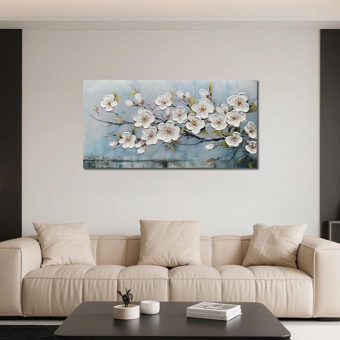 Anolyfi White Textured Flowers Wall Art - Image 5
