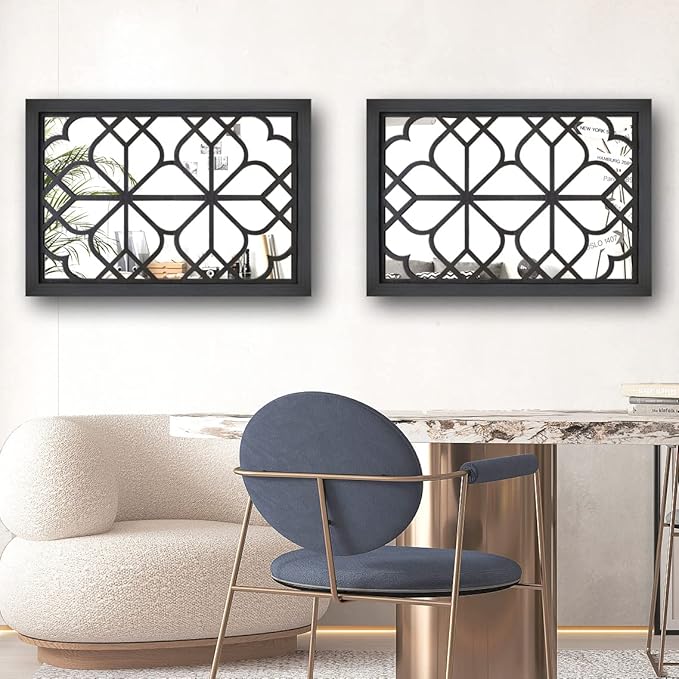 Wocred Set of 2 Rectangular Wall Mirror, Gorgeous Rustic Farmhouse Accent Mirror - Image 3